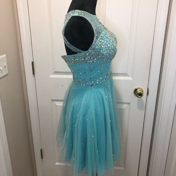 Baby Online Dress mini blue jeweled rhinestone prom homecoming dress - Picture 3 of 16
